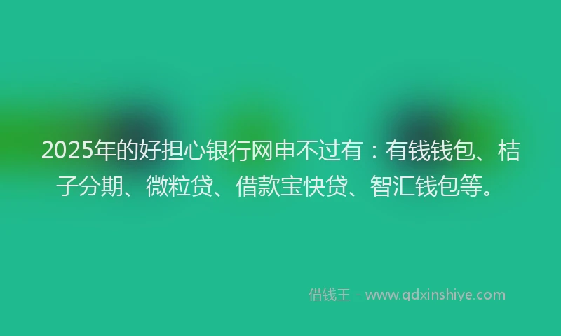 2025年的好担心银行网申不过有：有钱钱包、桔子分期、微粒贷、借款宝快贷、智汇钱包等。