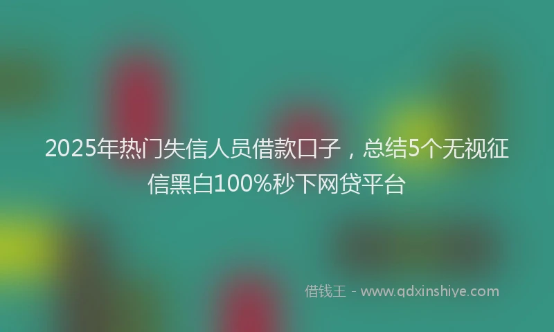 2025年热门失信人员借款口子，总结5个无视征信黑白100%秒下网贷平台