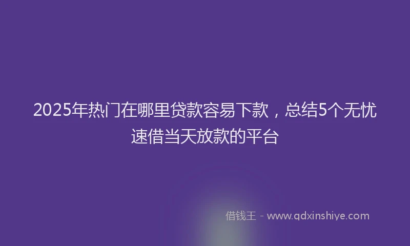 2025年热门在哪里贷款容易下款，总结5个无忧速借当天放款的平台