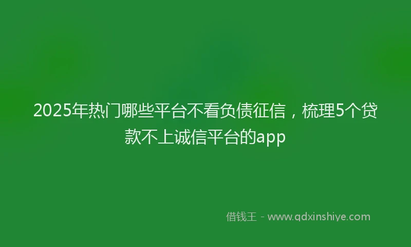 2025年热门哪些平台不看负债征信，梳理5个贷款不上诚信平台的app