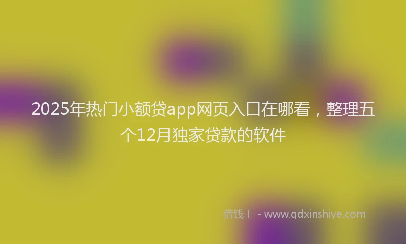 2025年热门小额贷app网页入口在哪看，整理五个12月独家贷款的软件