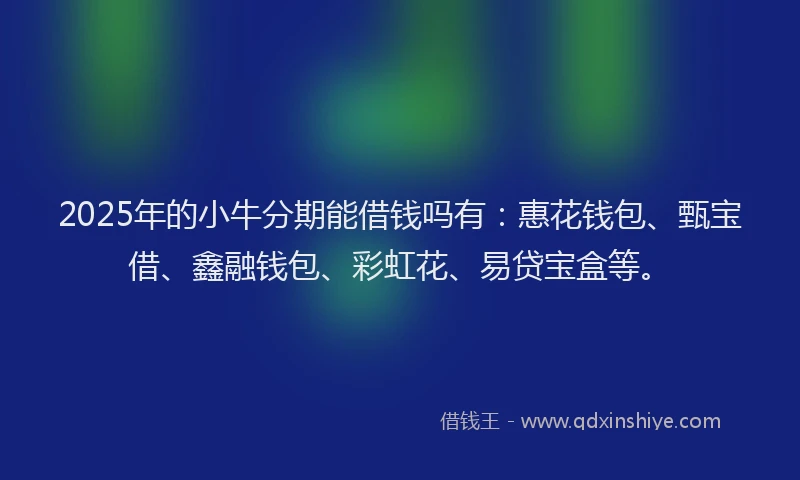2025年的小牛分期能借钱吗有：惠花钱包、甄宝借、鑫融钱包、彩虹花、易贷宝盒等。