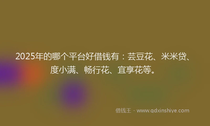 2025年的哪个平台好借钱有：芸豆花、米米贷、度小满、畅行花、宜享花等。