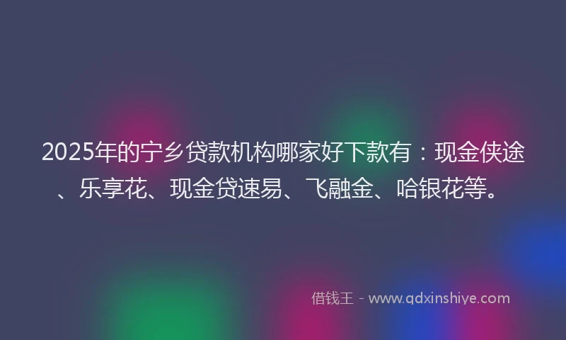 2025年的宁乡贷款机构哪家好下款有：现金侠途、乐享花、现金贷速易、飞融金、哈银花等。