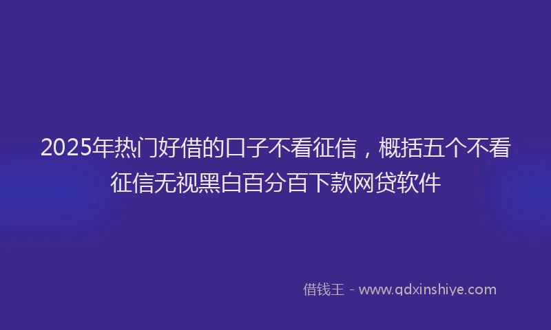 2025年热门好借的口子不看征信，概括五个不看征信无视黑白百分百下款网贷软件
