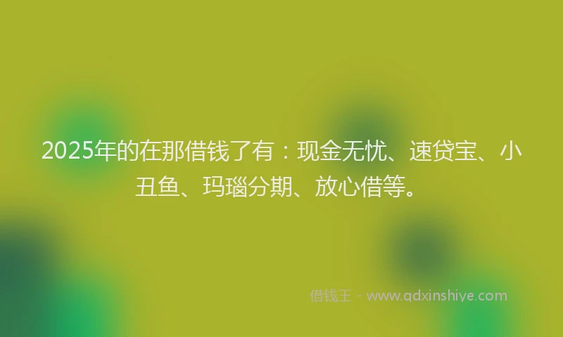 2025年的在那借钱了有：现金无忧、速贷宝、小丑鱼、玛瑙分期、放心借等。