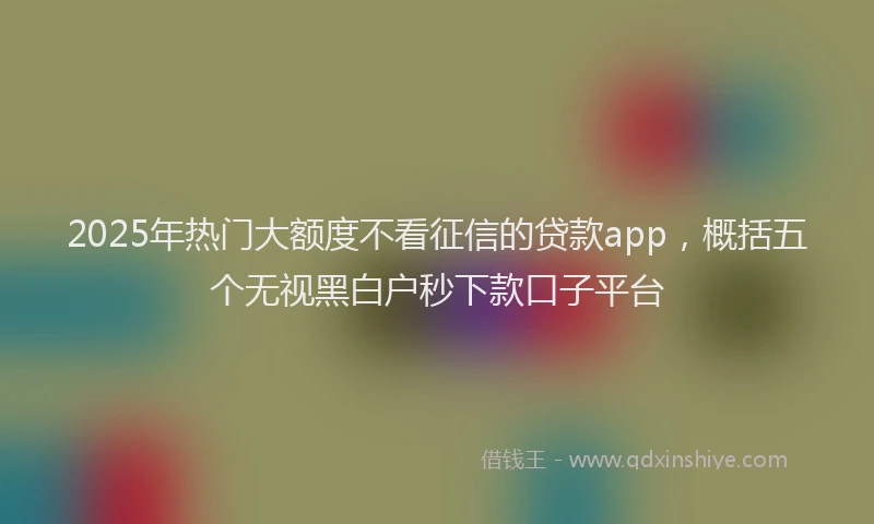 2025年热门大额度不看征信的贷款app，概括五个无视黑白户秒下款口子平台