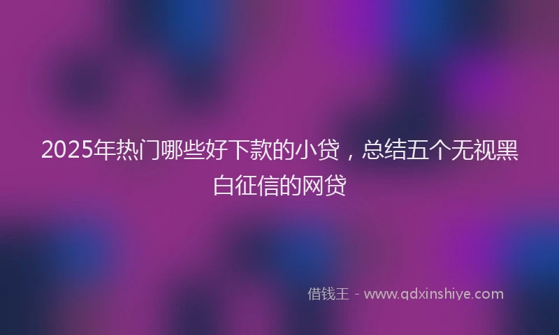 2025年热门哪些好下款的小贷，总结五个无视黑白征信的网贷