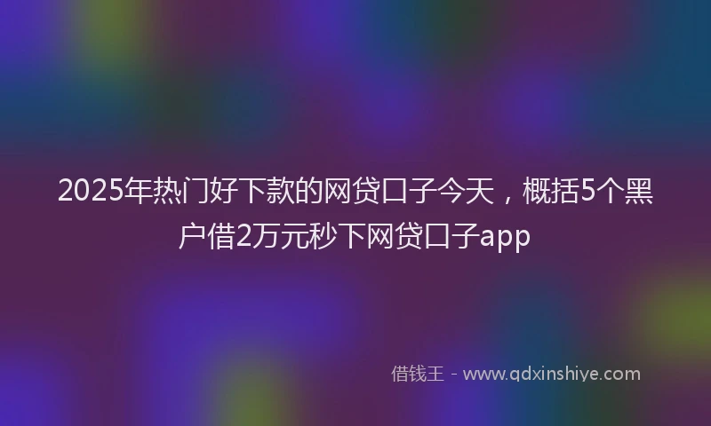 2025年热门好下款的网贷口子今天，概括5个黑户借2万元秒下网贷口子app