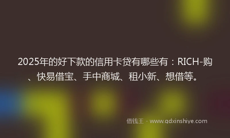 2025年的好下款的信用卡贷有哪些有：RICH-购、快易借宝、手中商城、租小新、想借等。