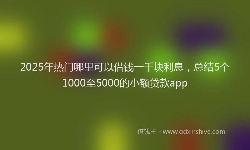 2025年热门哪里可以借钱一千块利息，总结5个1000至5000的小额贷款app