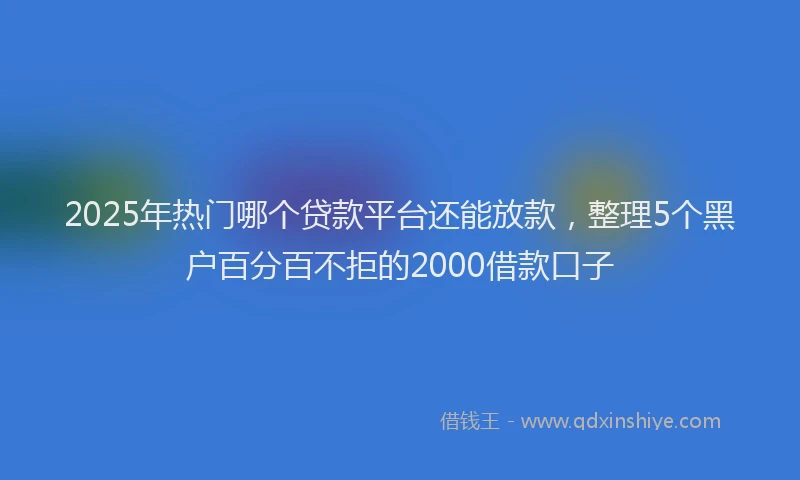 2025年热门哪个贷款平台还能放款，整理5个黑户百分百不拒的2000借款口子