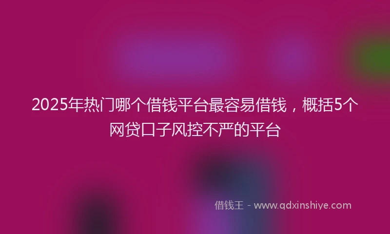 2025年热门哪个借钱平台最容易借钱，概括5个网贷口子风控不严的平台