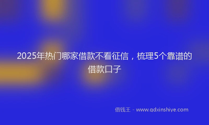 2025年热门哪家借款不看征信，梳理5个靠谱的借款口子