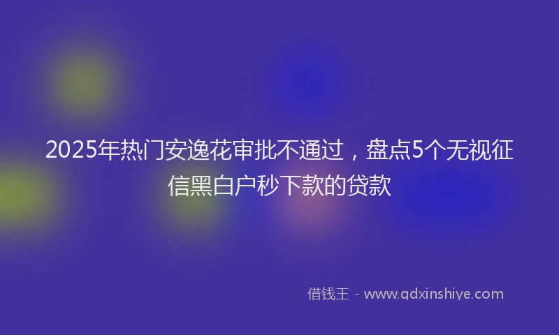 2025年热门安逸花审批不通过，盘点5个无视征信黑白户秒下款的贷款