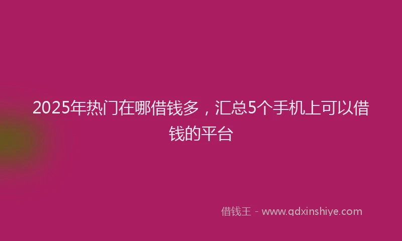 2025年热门在哪借钱多，汇总5个手机上可以借钱的平台