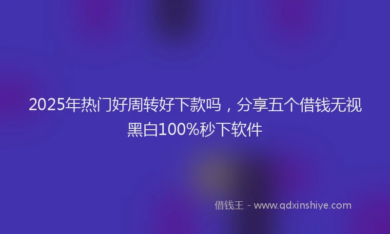 2025年热门好周转好下款吗，分享五个借钱无视黑白100%秒下软件