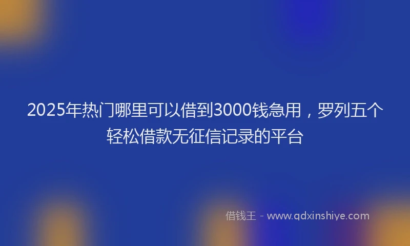 2025年热门哪里可以借到3000钱急用，罗列五个轻松借款无征信记录的平台