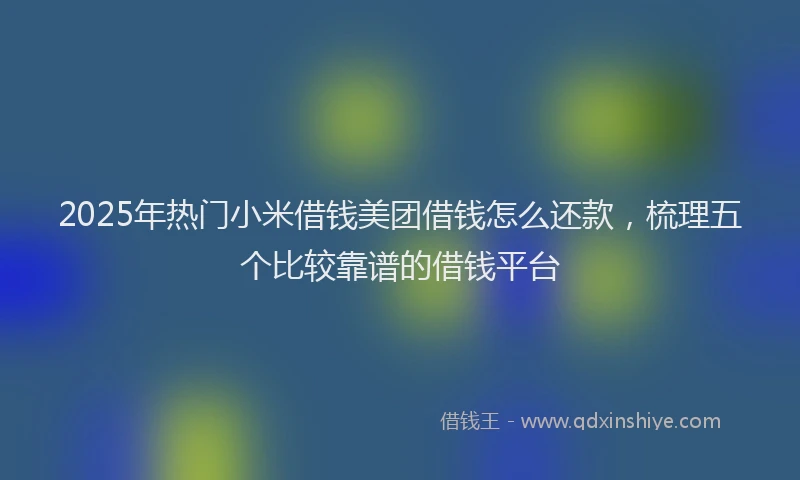 2025年热门小米借钱美团借钱怎么还款，梳理五个比较靠谱的借钱平台