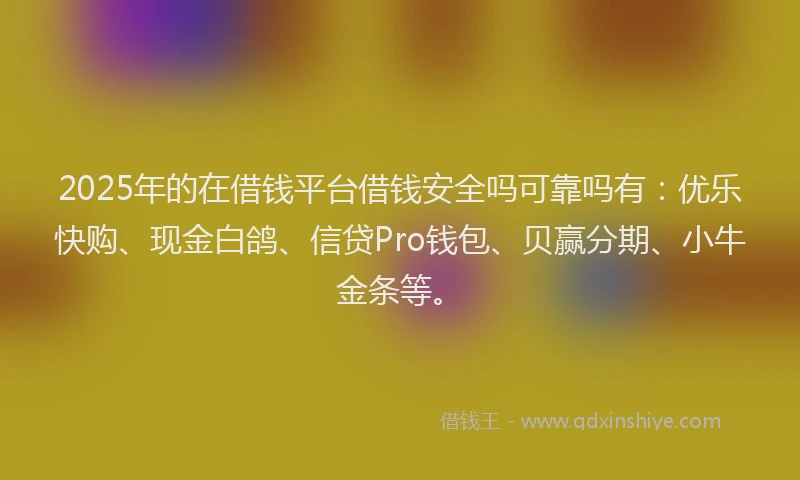 2025年的在借钱平台借钱安全吗可靠吗有：优乐快购、现金白鸽、信贷Pro钱包、贝赢分期、小牛金条等。
