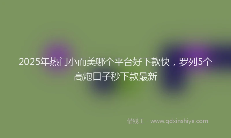 2025年热门小而美哪个平台好下款快,罗列5个高炮口子秒下款最新
