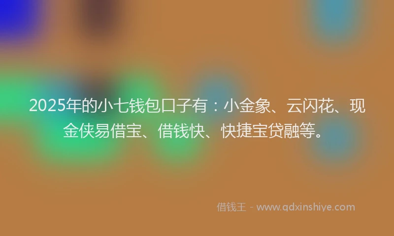 2025年的小七钱包口子有:小金象、云闪花、现金侠易借宝、借钱快、快捷宝贷融等。