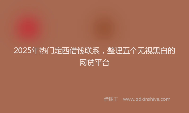 2025年热门定西借钱联系，整理五个无视黑白的网贷平台