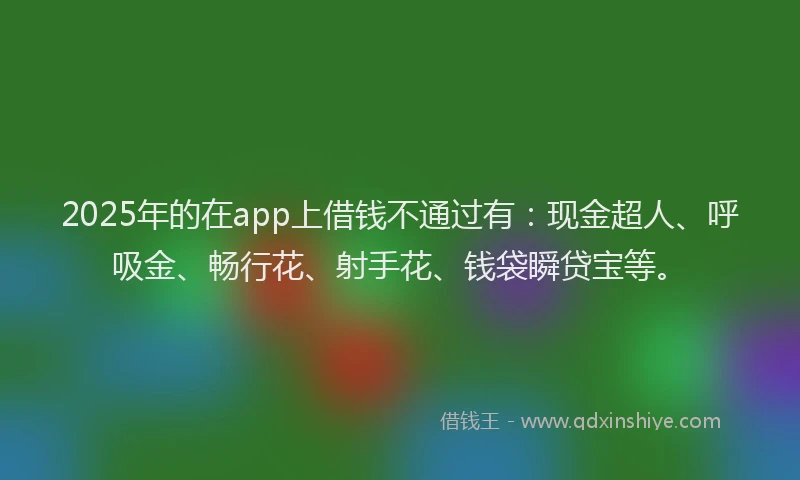 2025年的在app上借钱不通过有：现金超人、呼吸金、畅行花、射手花、钱袋瞬贷宝等。