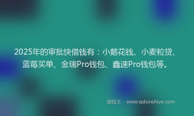 2025年的审批快借钱有：小鹅花钱、小麦粒贷、蓝莓买单、金瑞Pro钱包、鑫速Pro钱包等。