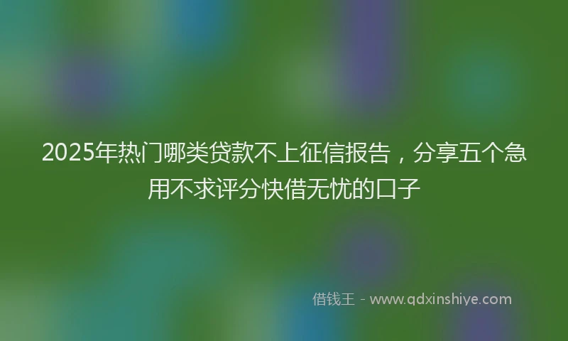 2025年热门哪类贷款不上征信报告，分享五个急用不求评分快借无忧的口子