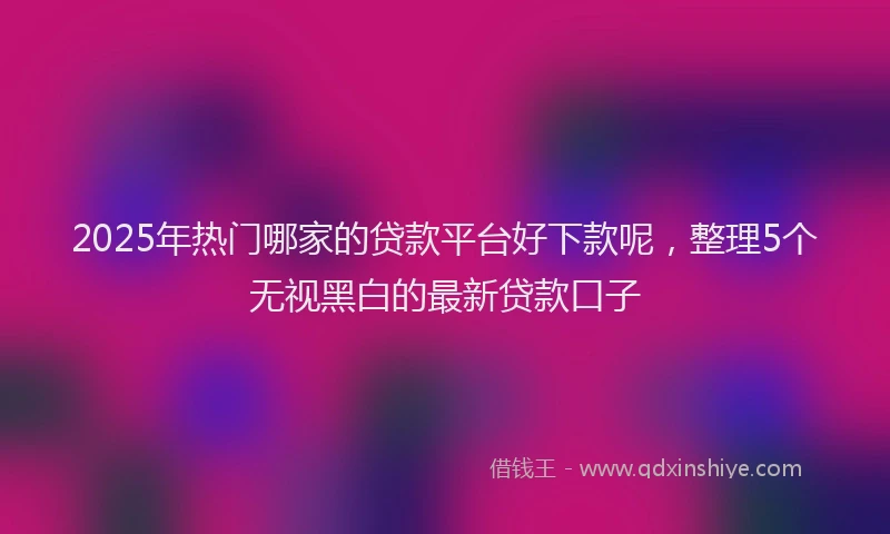 2025年热门哪家的贷款平台好下款呢，整理5个无视黑白的最新贷款口子