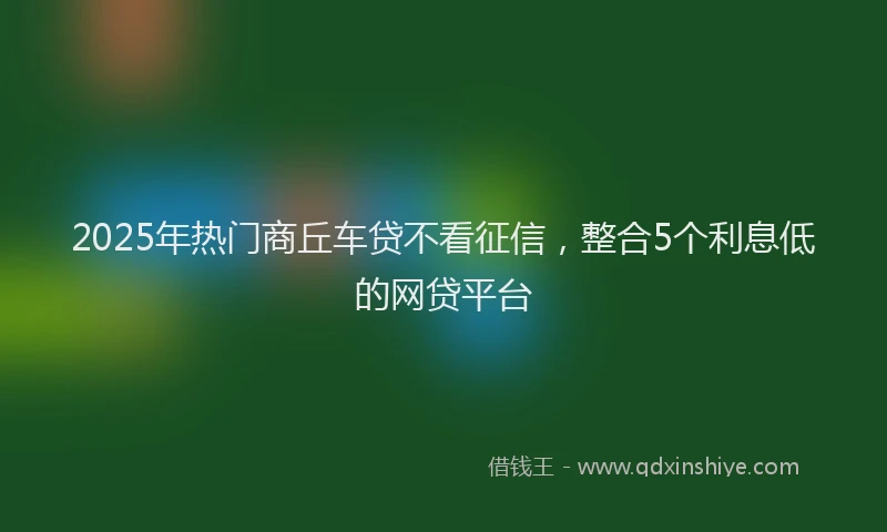 2025年热门商丘车贷不看征信，整合5个利息低的网贷平台
