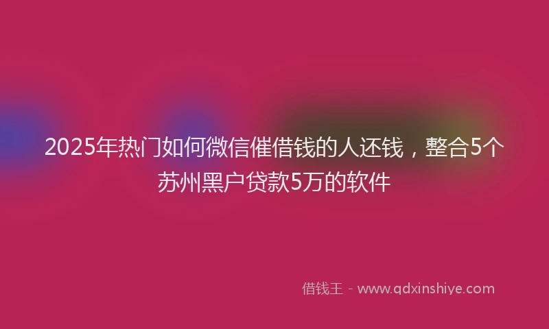 2025年热门如何微信催借钱的人还钱，整合5个苏州黑户贷款5万的软件