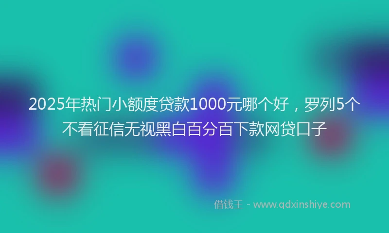 2025年热门小额度贷款1000元哪个好，罗列5个不看征信无视黑白百分百下款网贷口子