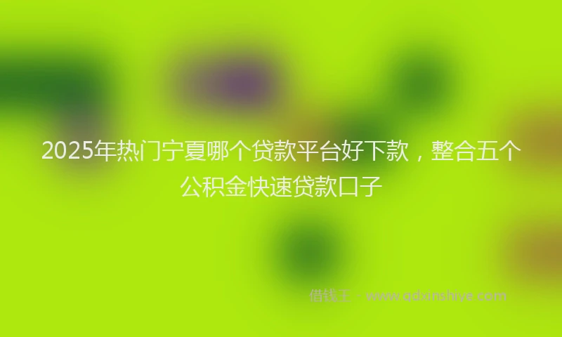 2025年热门宁夏哪个贷款平台好下款，整合五个公积金快速贷款口子