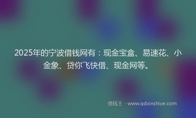 2025年的宁波借钱网有：现金宝盒、易速花、小金象、贷你飞快借、现金网等。