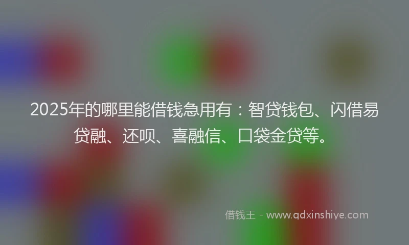 2025年的哪里能借钱急用有：智贷钱包、闪借易贷融、还呗、喜融信、口袋金贷等。