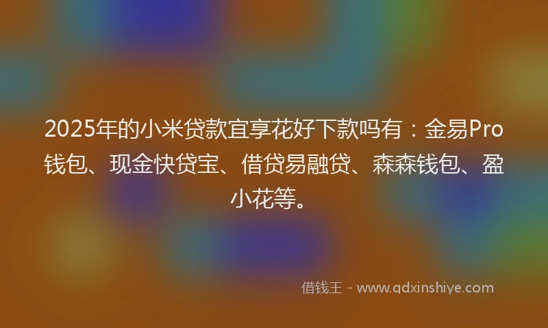 2025年的小米贷款宜享花好下款吗有：金易Pro钱包、现金快贷宝、借贷易融贷、森森钱包、盈小花等。