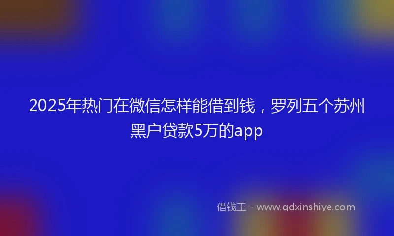 2025年热门在微信怎样能借到钱，罗列五个苏州黑户贷款5万的app
