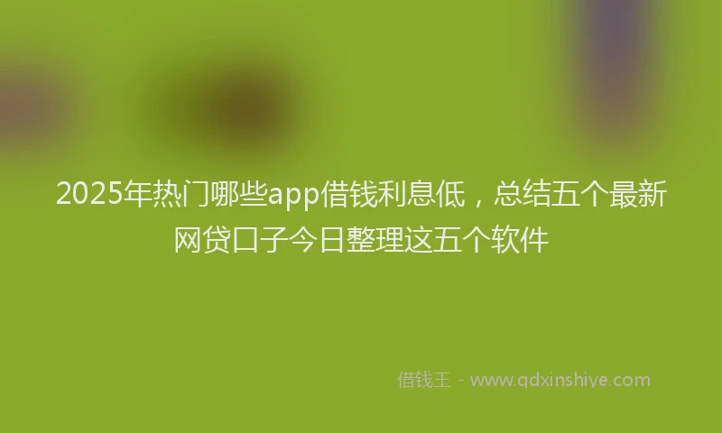 2025年热门哪些app借钱利息低，总结五个最新网贷口子今日整理这五个软件