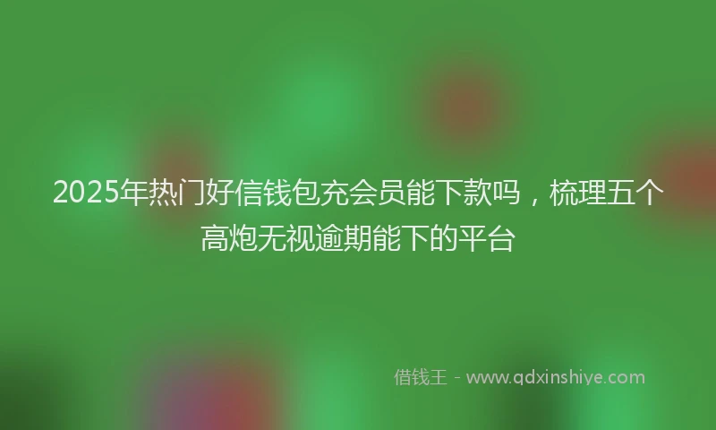 2025年热门好信钱包充会员能下款吗，梳理五个高炮无视逾期能下的平台