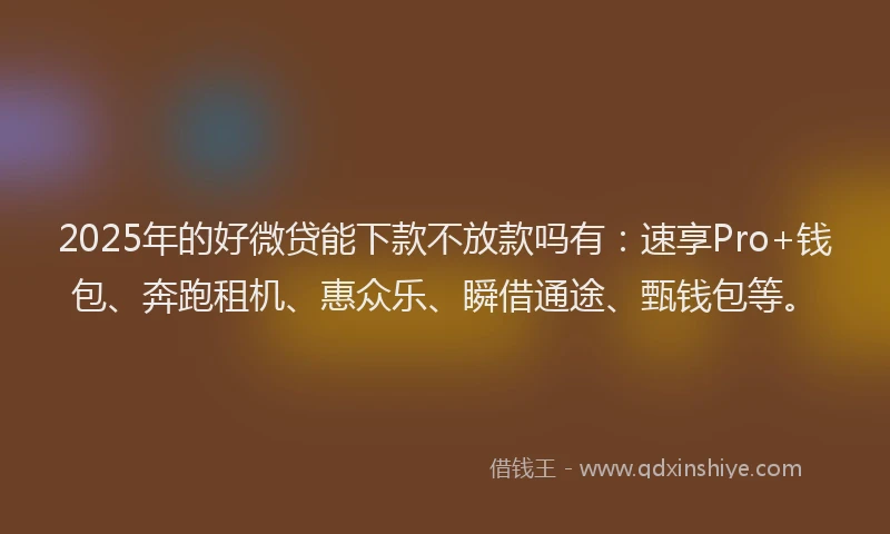 2025年的好微贷能下款不放款吗有：速享Pro+钱包、奔跑租机、惠众乐、瞬借通途、甄钱包等。