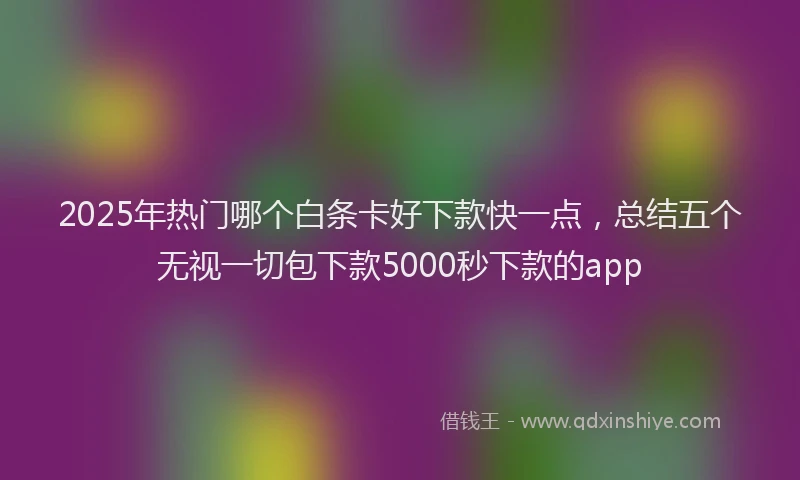 2025年热门哪个白条卡好下款快一点，总结五个无视一切包下款5000秒下款的app