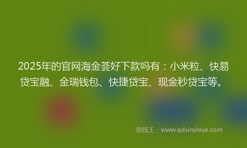 2025年的官网海金荟好下款吗有：小米粒、快易贷宝融、金瑞钱包、快捷贷宝、现金秒贷宝等。