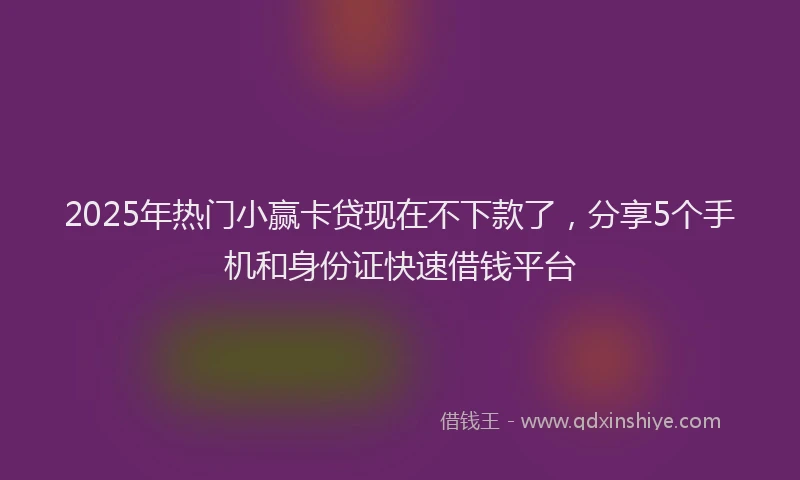 2025年热门小赢卡贷现在不下款了，分享5个手机和身份证快速借钱平台
