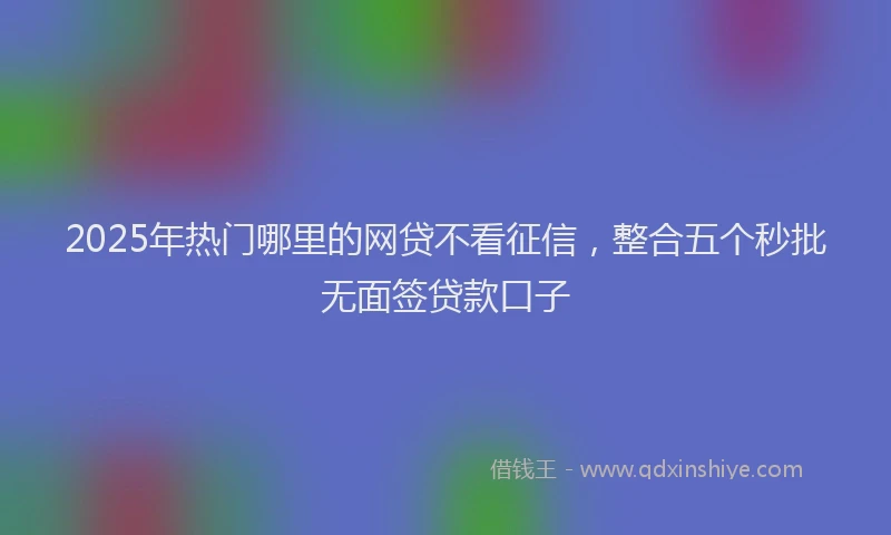 2025年热门哪里的网贷不看征信，整合五个秒批无面签贷款口子