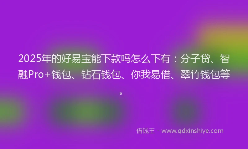2025年的好易宝能下款吗怎么下有：分子贷、智融Pro+钱包、钻石钱包、你我易借、翠竹钱包等。