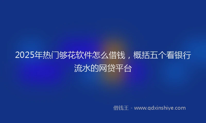 2025年热门够花软件怎么借钱，概括五个看银行流水的网贷平台