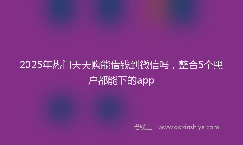 2025年热门天天购能借钱到微信吗，整合5个黑户都能下的app