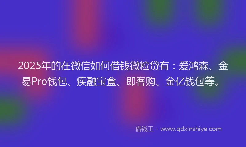 2025年的在微信如何借钱微粒贷有：爱鸿森、金易Pro钱包、疾融宝盒、即客购、金亿钱包等。